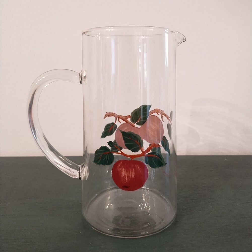 Vintage Fransciscan Apple Dinnerware Glass Juice Pitcher 8" Tall Blown Glass - Picture 4 of 9
